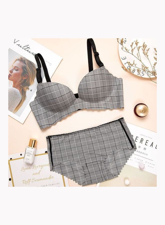 Generic - Checked Pattern Bra And Brief Set Green - Image 1