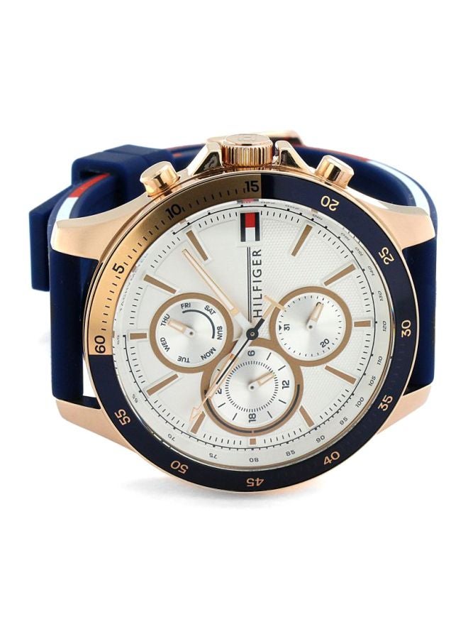 TOMMY HILFIGER Men's Round Shape Silicone Strap Chronograph Wrist Watch 46 mm - Blue - 1791778  - Image 4