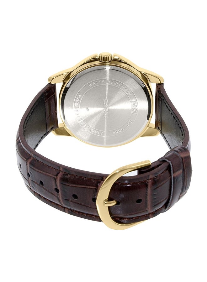 CASIO Men's Leather BAnd Analog Watch MTP-V004GL-7ADF - 42 mm - Brown - Image 2