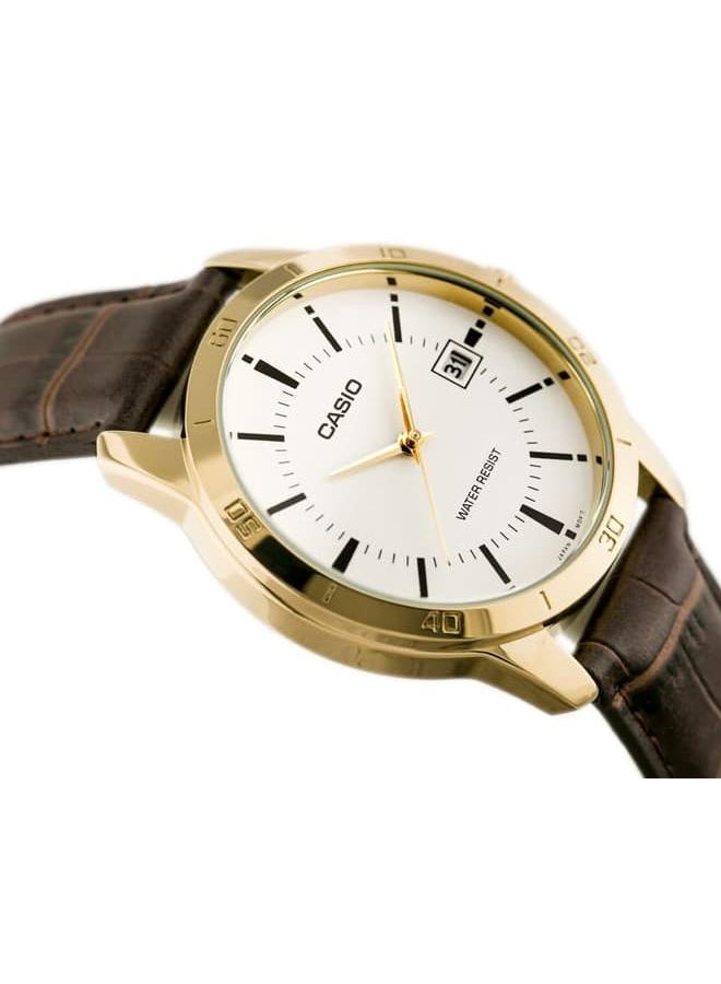 CASIO Men's Leather BAnd Analog Watch MTP-V004GL-7ADF - 42 mm - Brown - Image 4