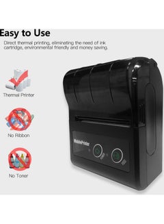 Generic Portable Wireless Thermal Printer With Paper Roll Black  - Image 2