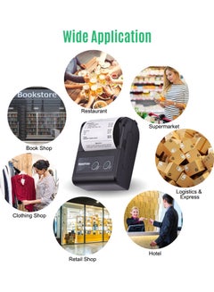 Generic Portable Wireless Thermal Printer With Paper Roll Black  - Image 4