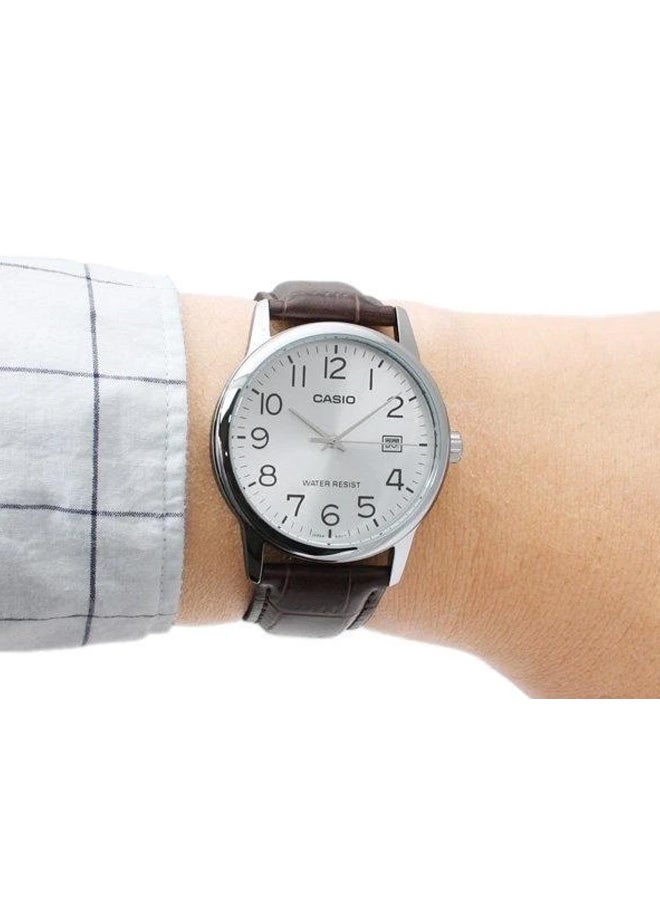 CASIO Men's Leather Analog Wrist Watch MTP-V002L-7B2 - Image 5