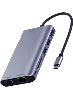 جو-ديز محول 9 في 1 من منفذ USB Type C إلى محطة إرساء متعددة الوظائف رمادي  - Image 1