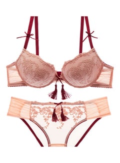 Casual Thin Bra And Brief Set Beige