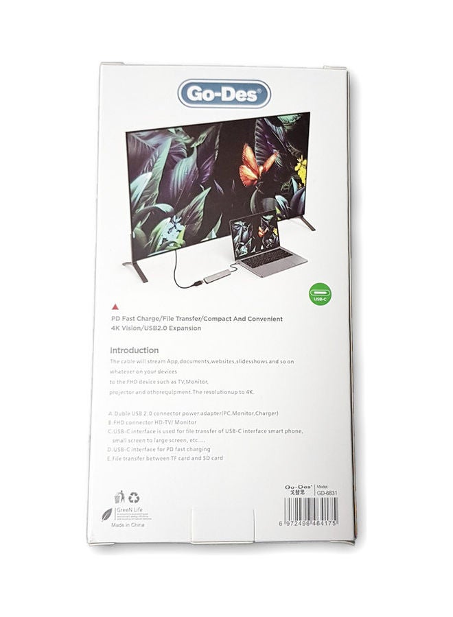 GO-DES 7 In 1 USB-C Multi-Function Extender Grey - Image 3