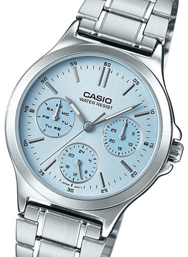 كاسيو ساعة يد بعقارب وسوار من الإستانلس ستيل طراز LTP-V300D-2A - قياس 38 مم - لون فضي للنساء - Image 5