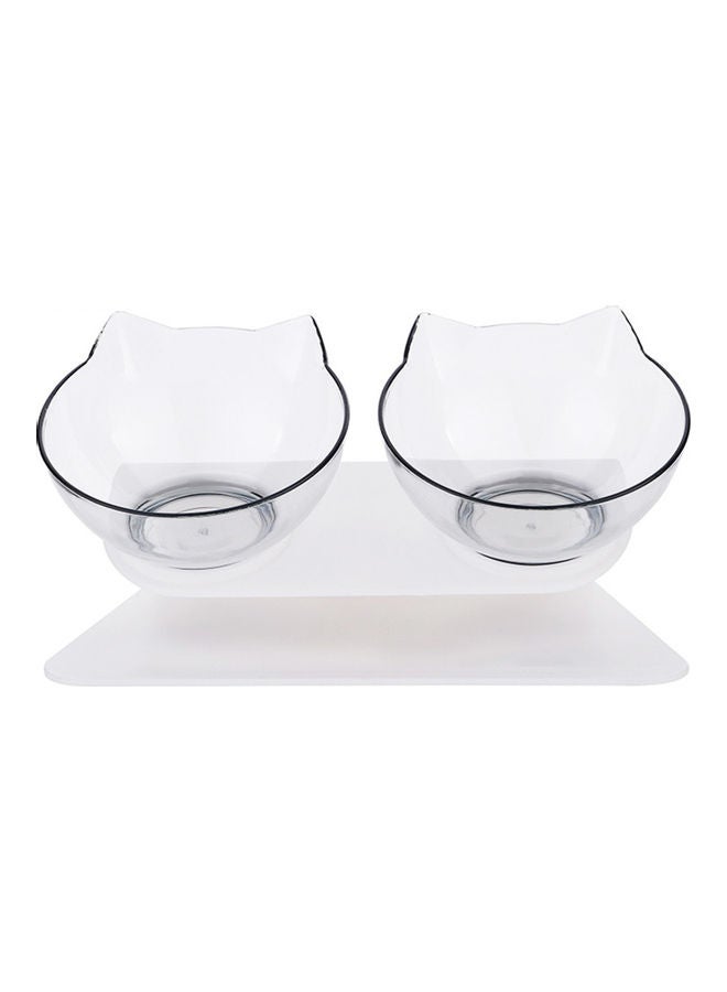 Cat Food Bowl Clear/White 27.50x8.00x13.50cm - Image 1