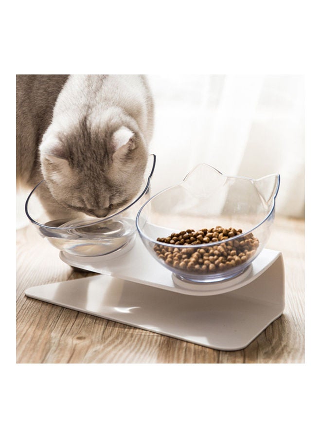 Cat Food Bowl Clear/White 27.50x8.00x13.50cm - Image 2