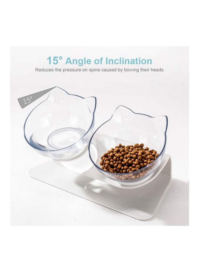 Cat Food Bowl Clear/White 27.50x8.00x13.50cm - Image 3