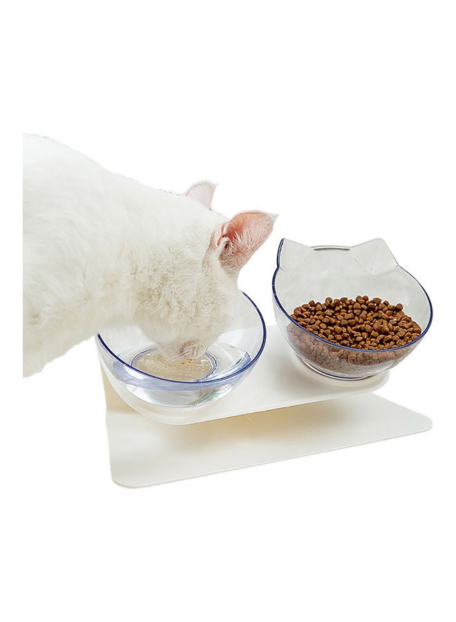 وعاء طعام مزدوج للحيوانات الأليفة أبيض/ شفاف 27.00x13.50x15.00سم - Image 2