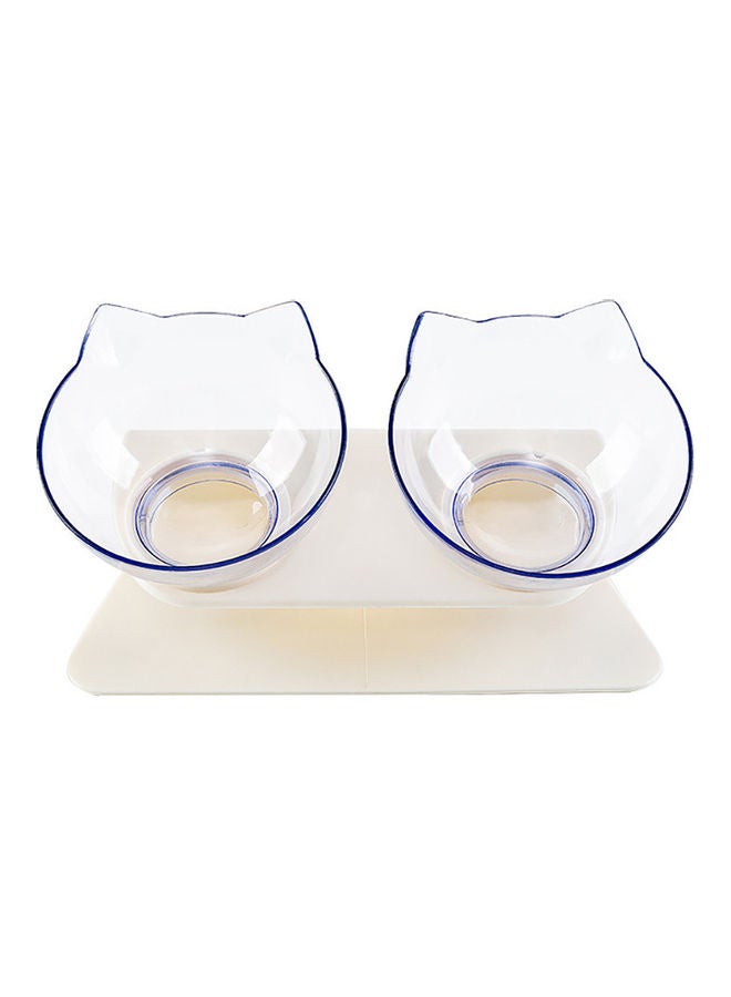 وعاء طعام مزدوج للحيوانات الأليفة أبيض/ شفاف 27.00x13.50x15.00سم - Image 1