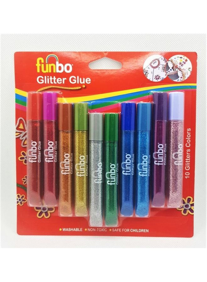 Funbo 10-Piece Glitter Glue Multicolour