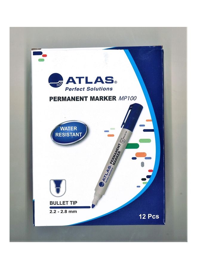 ATLAS 12-Piece Permanent Marker Blue  - Image 1