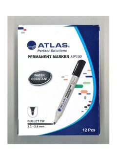 ATLAS 12-Piece Permanent Marker Black  - Image 1