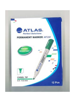 ATLAS 12-Piece Chisel Tip Permanent Marker Green 