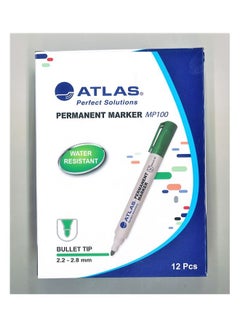 ATLAS 12-Piece Permanent Marker Green  - Image 1