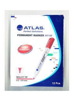 ATLAS 12-Piece Permanent Marker Red  - Image 1