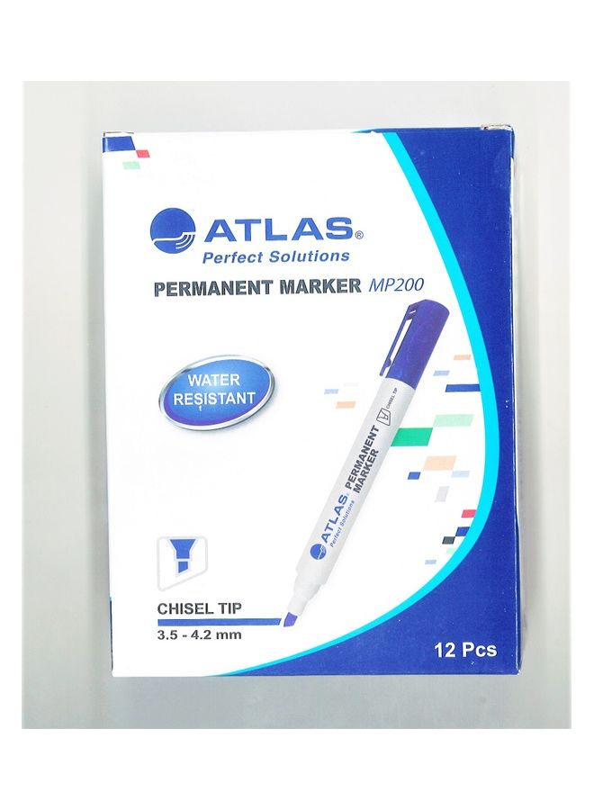 ATLAS - 12-Piece Permanent Marker Chisel Tip Blue - Image 1