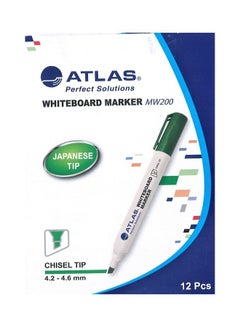 ATLAS 12-Piece Bullet Tip White Board Marker Green  - Image 1