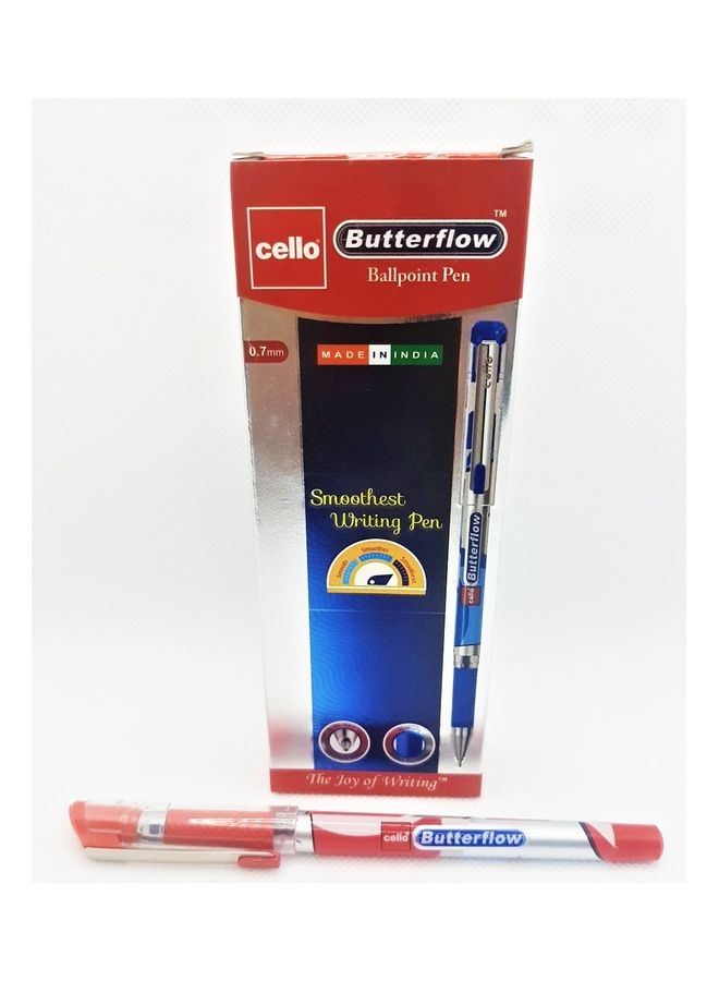 طقم أقلام حبر جاف باتر فلو مكون من 12 قطعة أحمر