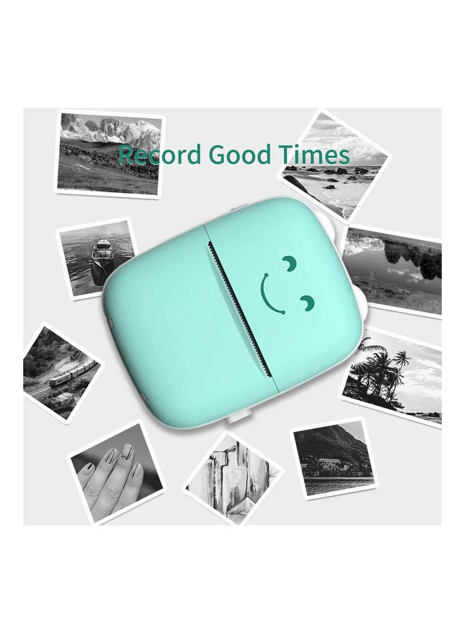 Wireless Mini Photo Printer with 1 Roll Paper Green/White - Image 3