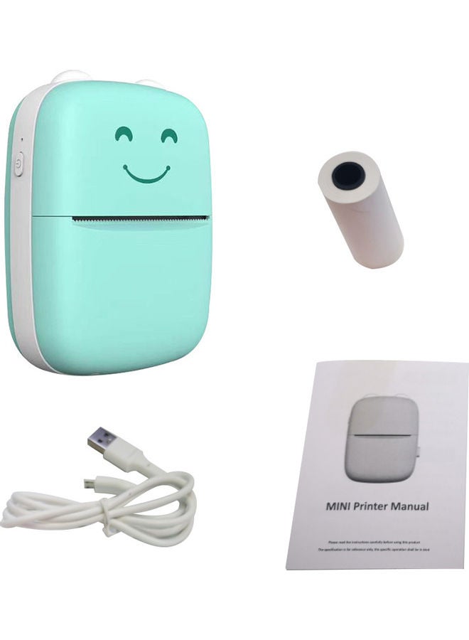 Wireless Mini Photo Printer with 1 Roll Paper Green/White - Image 4