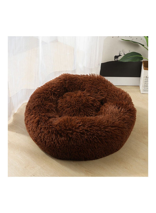 Blusea Soft Plush Round Pet Bed Brown 25x12x25cm