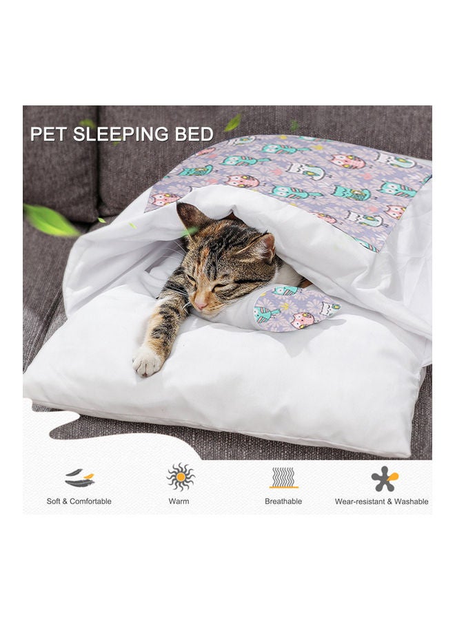 Semi-Closed Design Pet Sleeping Bed Multicolour 50x35cm - Image 3