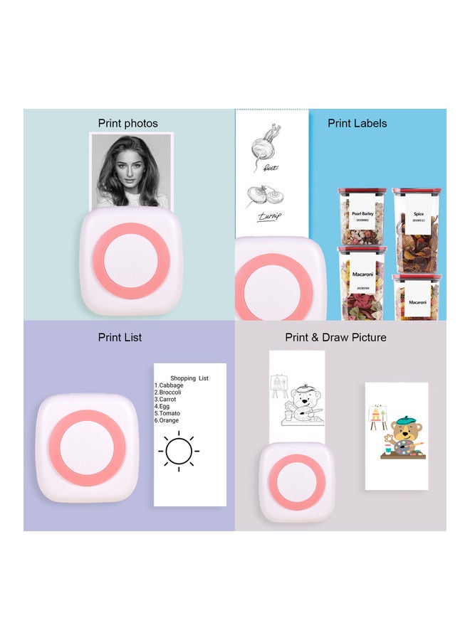 Wireless Mini Photo Printer White/Pink - Image 3