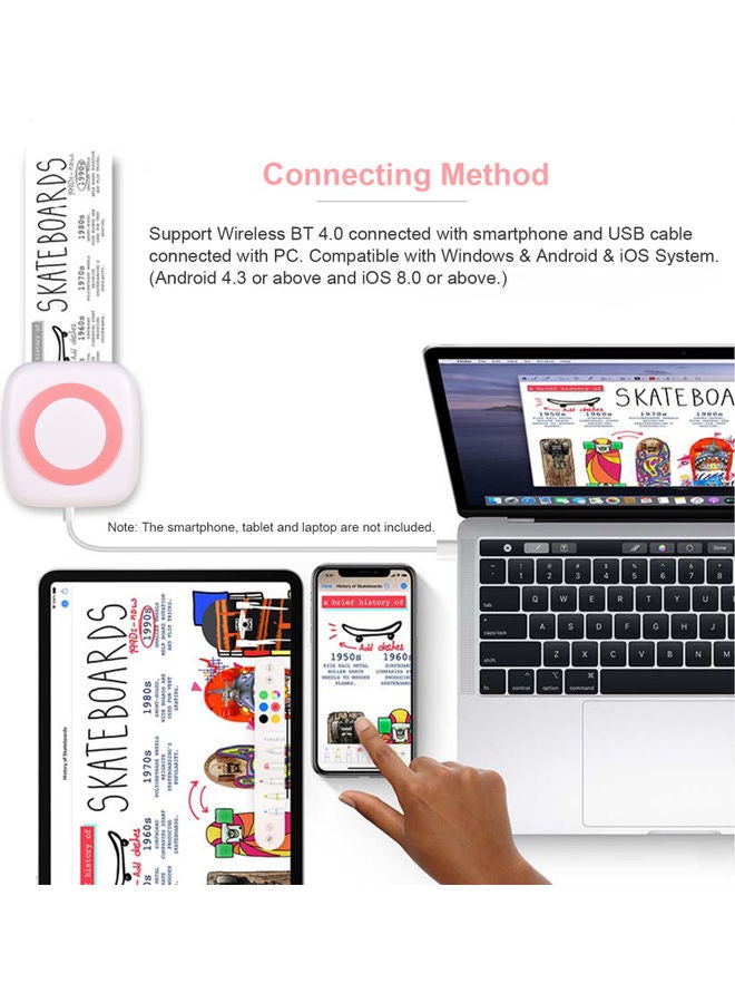 Wireless Mini Photo Printer White/Pink - Image 4