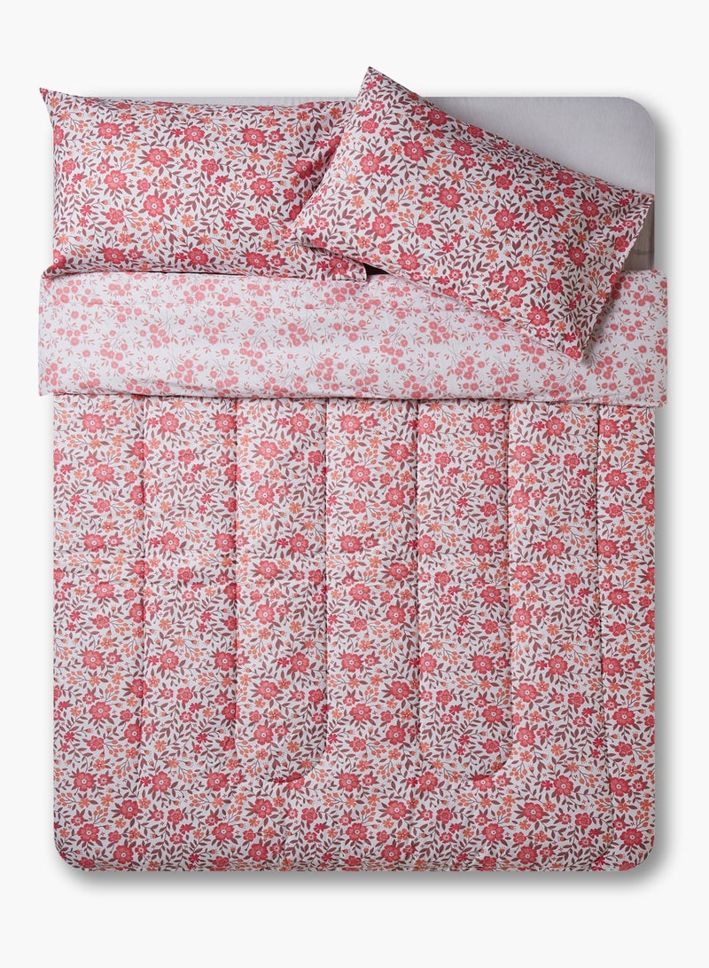 Amal - 3-Piece Comforter Set - 100% Cotton King Size All Season Everyday Use Bedding Set 1 Comforter 2 Pillow Covers Cotton Fuchsia 260X240 + Pillow Cover 50X75cm - Image 1