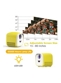 Generic Mini LED Video Projector with Remote Control Yellow  - Image 2