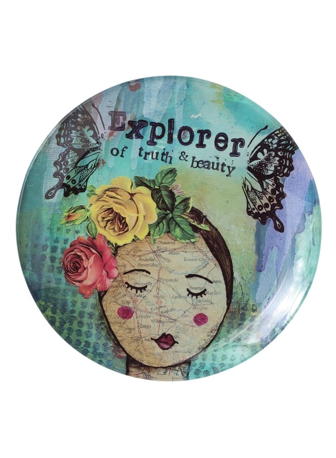 ديمداكو طبق من الزجاج للديكور بتصميم "Explorer" متعدد الألوان