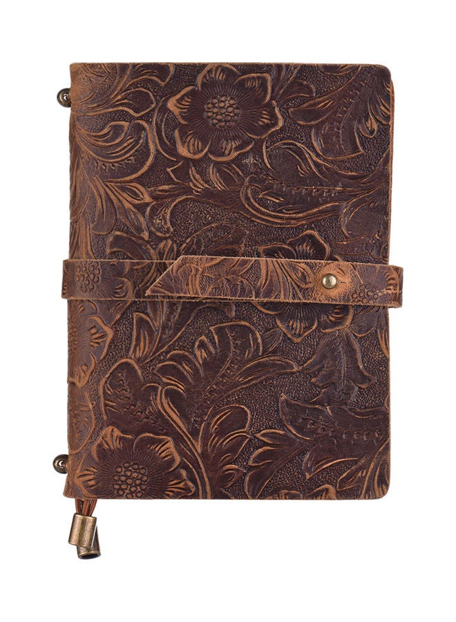 Generic Vintage Embossed Flower Pattern Notebook Brown  - Image 1