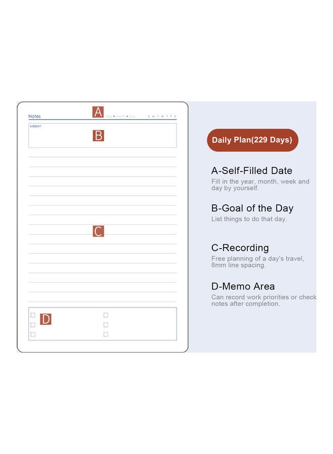Generic 48K Self-Filling Plan Daily/Monthly Plan Notebook- 128 Sheets Pink  - Image 2