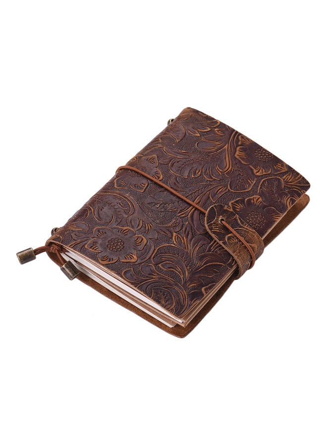Generic - Vintage Embossed Flower Pattern Notebook Brown - Image 1