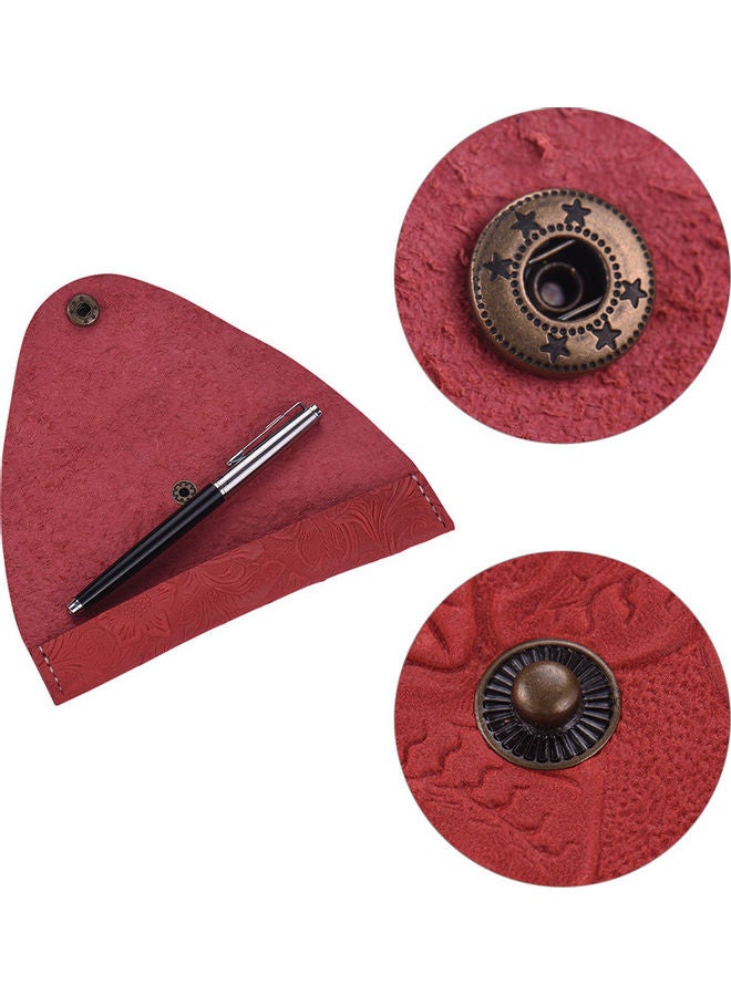 Generic Handmade Protector Leather Pen Case Red  - Image 3
