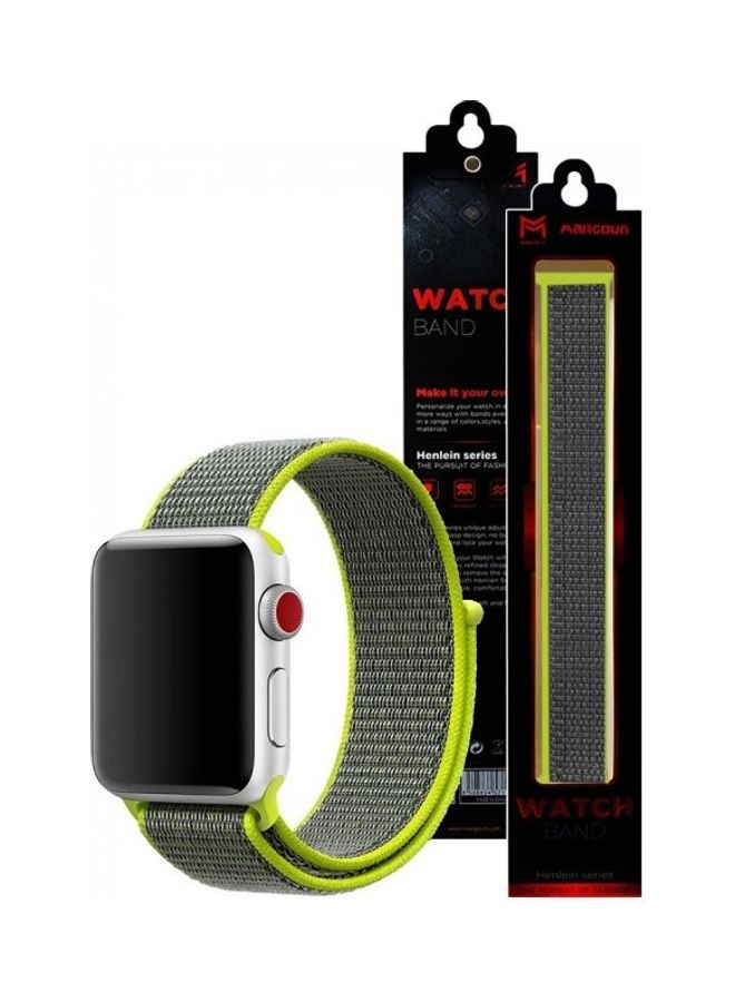 MARGOUN Replacement Nylon Woven Loop Band for Apple Watch SE/6/5/4/3/2/1 42/44mm Grey/Green  - Image 1