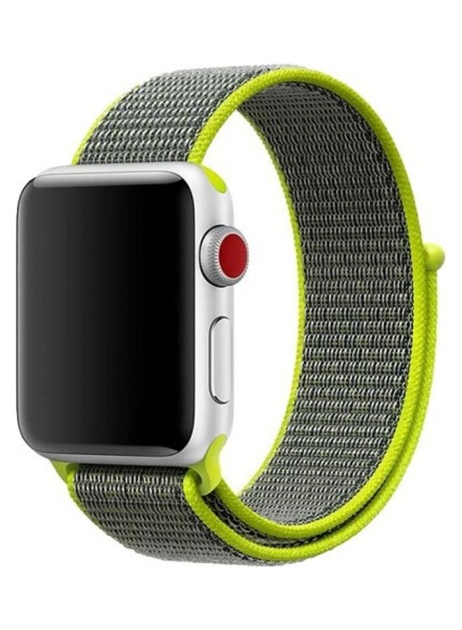 MARGOUN Replacement Nylon Woven Loop Band for Apple Watch SE/6/5/4/3/2/1 42/44mm Grey/Green  - Image 3