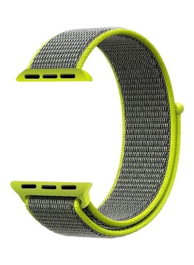 MARGOUN Replacement Nylon Woven Loop Band for Apple Watch SE/6/5/4/3/2/1 42/44mm Grey/Green  - Image 2