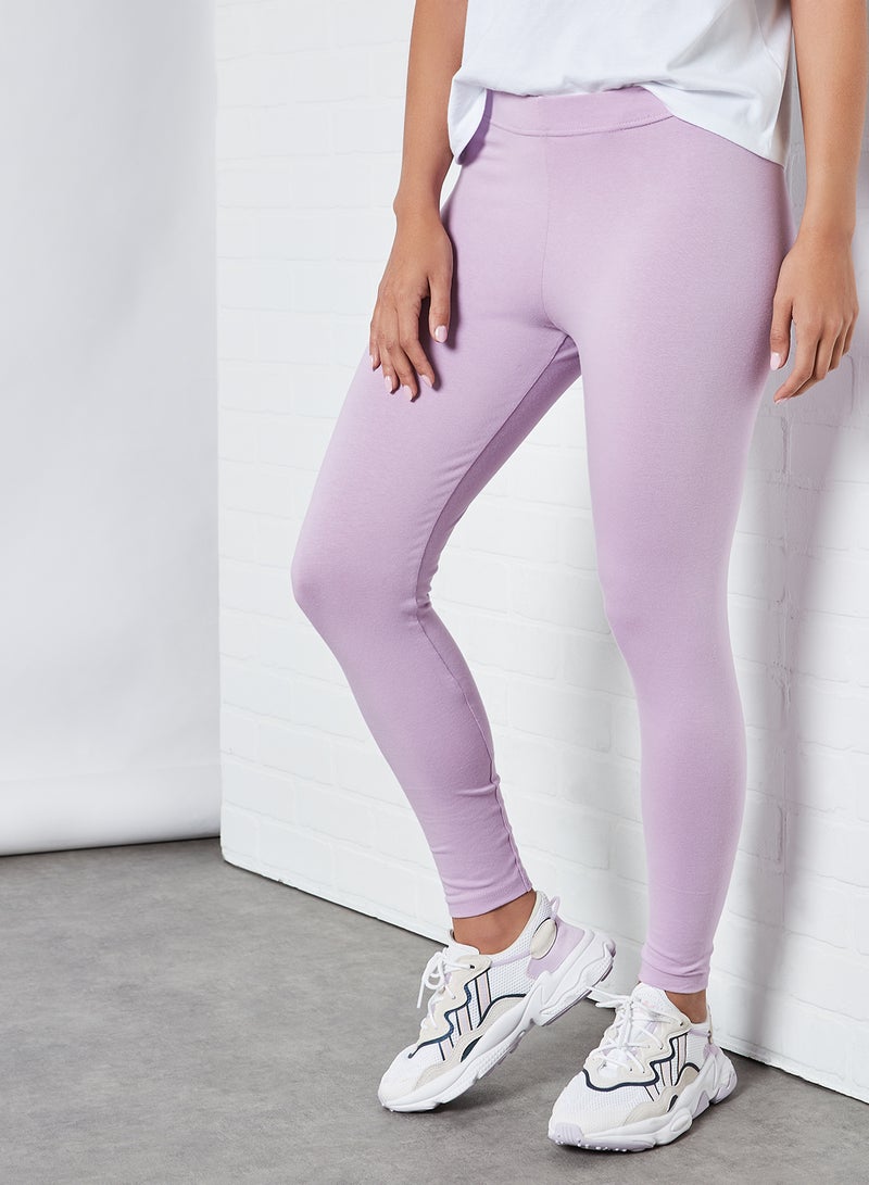 ABOF - Elastic Waist High-Rise Skinny Fit Plain Leggings Crocus Petal - Image 1
