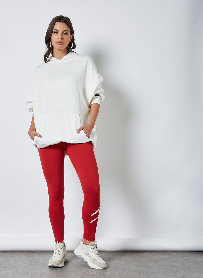 ABOF Rise And Shine Slogan Printed High Waist Skinny Fit Leggings Pompeian Red  - Image 3