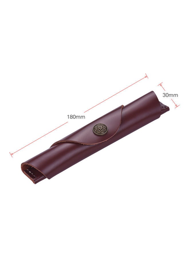 Generic Handmade Protector Leather Pen Case Brown  - Image 2