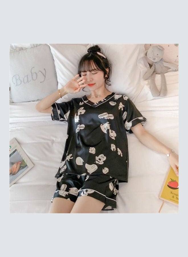 Summer Short Sleeved Nightdress Black