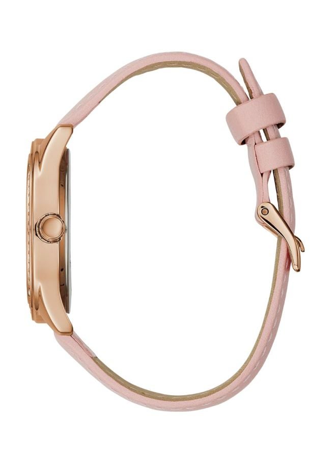 جس ساعة يد تري جليتز بعقارب وسوار من الجلد طراز W0884L6 للنساء - Image 3