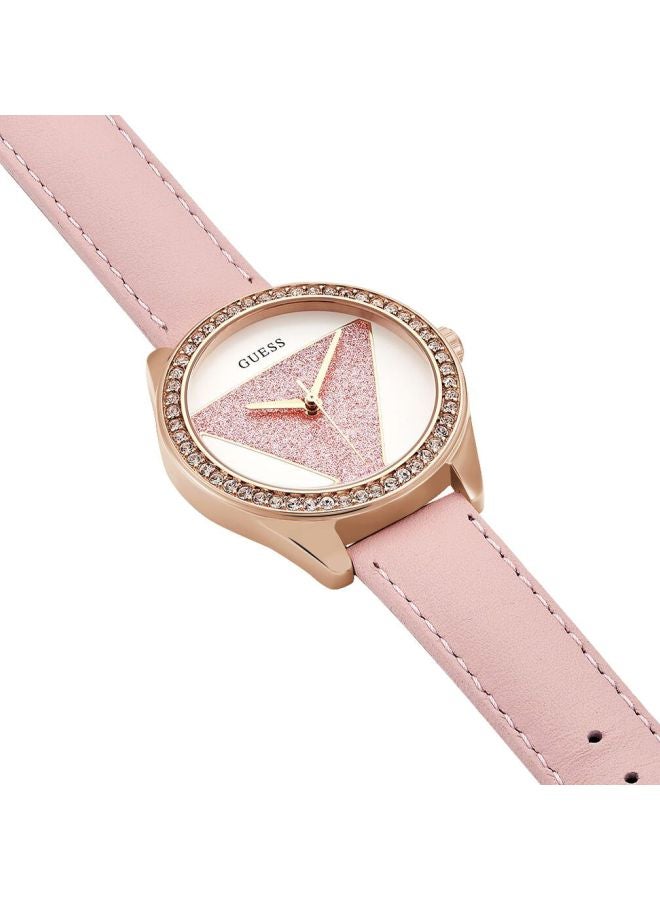 جس ساعة يد تري جليتز بعقارب وسوار من الجلد طراز W0884L6 للنساء - Image 5