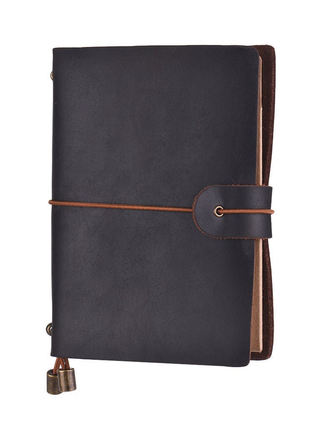 Generic Soft Leather Notebook with Elastic Strap Blue/Brown  - Image 1