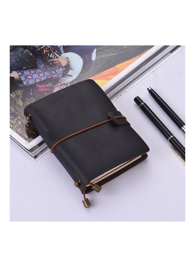 Generic Soft Leather Notebook with Elastic Strap Blue/Brown  - Image 3