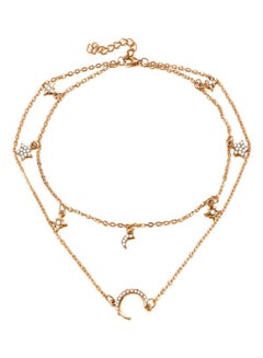 Double-Layer Diamond Embedded Star Moon Necklace